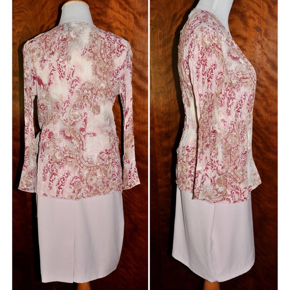 Saint Tropez West Skirt and Studio 1940 Long Sleeved Button Down Sash Blouse - Picture 1 of 9